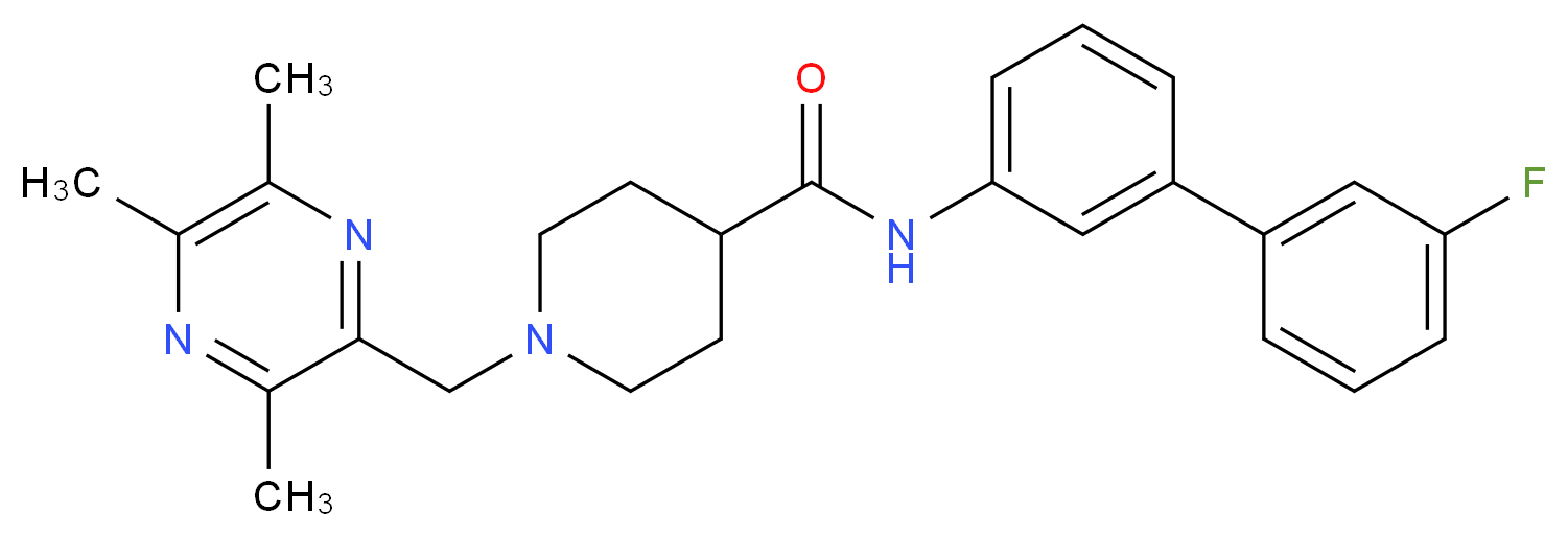 N-(3'-fluoro-3-biphenylyl)-1-[(3,5,6-trimethyl-2-pyrazinyl)methyl]-4-piperidinecarboxamide_Molecular_structure_CAS_)