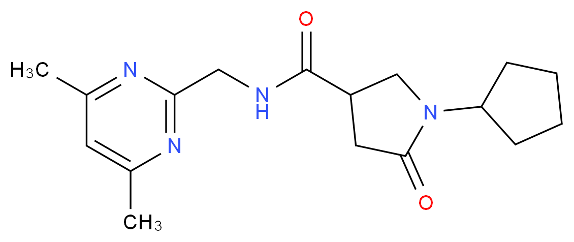 1-cyclopentyl-N-[(4,6-dimethyl-2-pyrimidinyl)methyl]-5-oxo-3-pyrrolidinecarboxamide_Molecular_structure_CAS_)