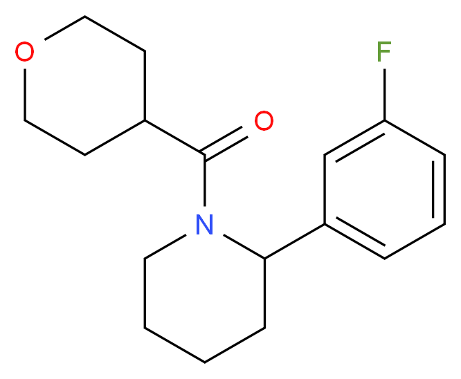 2-(3-fluorophenyl)-1-(tetrahydro-2H-pyran-4-ylcarbonyl)piperidine_Molecular_structure_CAS_)