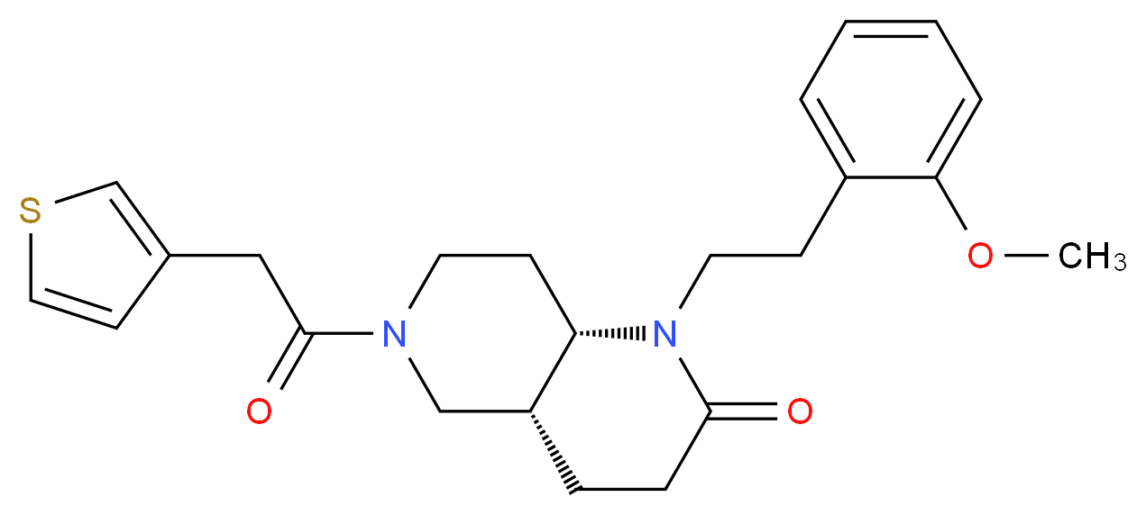 (4aR*,8aS*)-1-[2-(2-methoxyphenyl)ethyl]-6-(3-thienylacetyl)octahydro-1,6-naphthyridin-2(1H)-one_Molecular_structure_CAS_)
