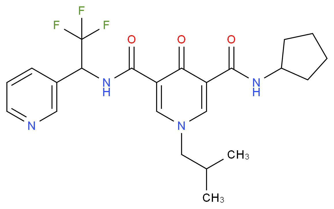 N-cyclopentyl-1-isobutyl-4-oxo-N'-[2,2,2-trifluoro-1-(3-pyridinyl)ethyl]-1,4-dihydro-3,5-pyridinedicarboxamide_Molecular_structure_CAS_)