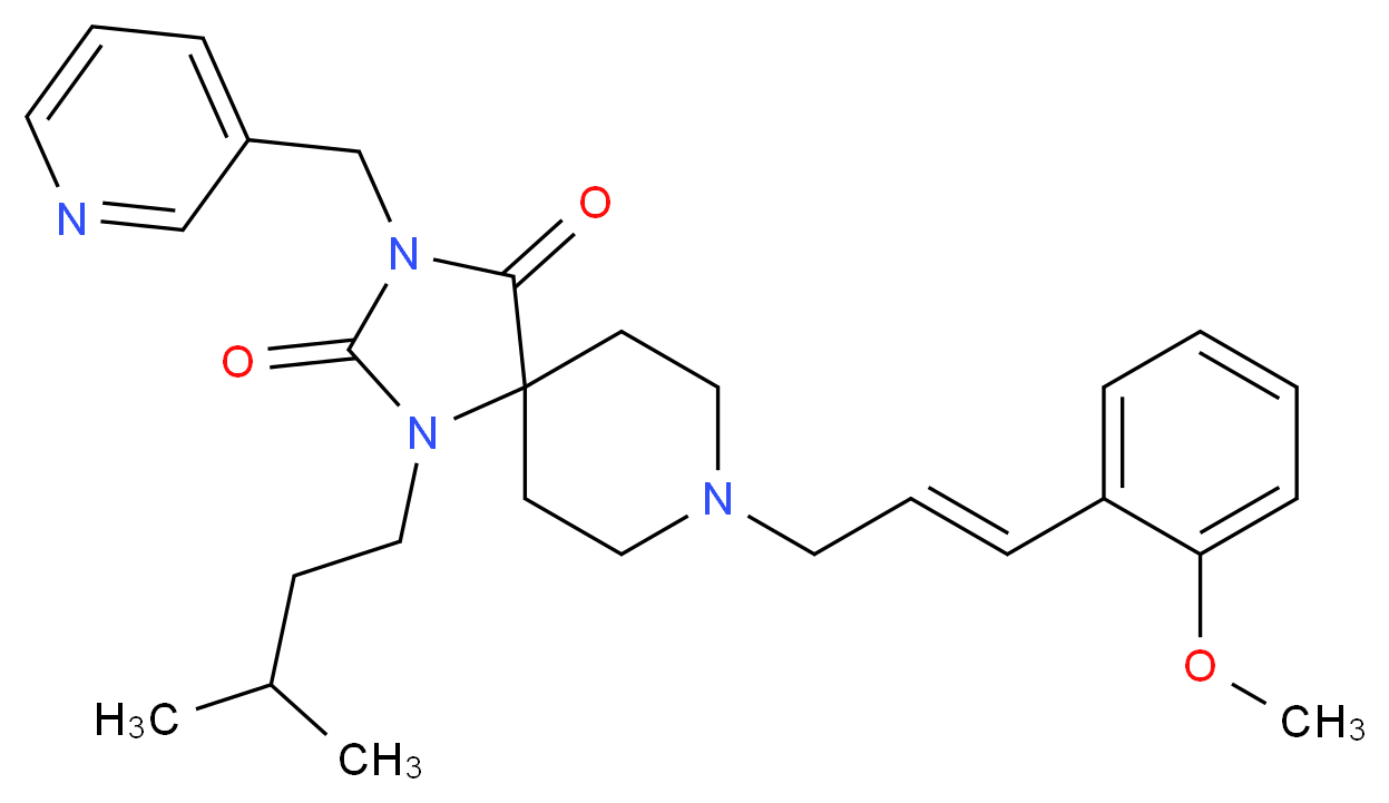 8-[(2E)-3-(2-methoxyphenyl)-2-propen-1-yl]-1-(3-methylbutyl)-3-(3-pyridinylmethyl)-1,3,8-triazaspiro[4.5]decane-2,4-dione_Molecular_structure_CAS_)