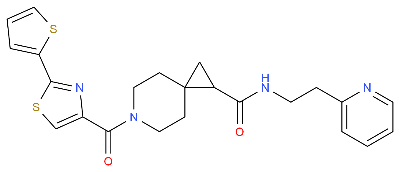 N-[2-(2-pyridinyl)ethyl]-6-{[2-(2-thienyl)-1,3-thiazol-4-yl]carbonyl}-6-azaspiro[2.5]octane-1-carboxamide_Molecular_structure_CAS_)