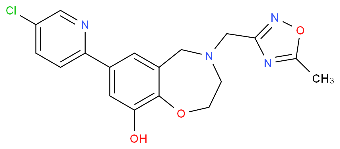 7-(5-chloropyridin-2-yl)-4-[(5-methyl-1,2,4-oxadiazol-3-yl)methyl]-2,3,4,5-tetrahydro-1,4-benzoxazepin-9-ol_Molecular_structure_CAS_)