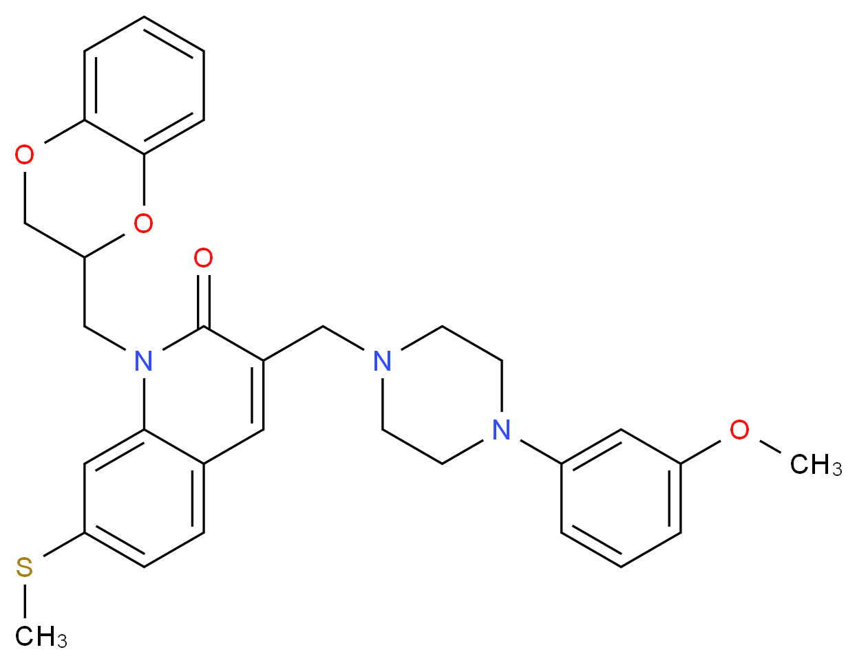 1-(2,3-dihydro-1,4-benzodioxin-2-ylmethyl)-3-{[4-(3-methoxyphenyl)-1-piperazinyl]methyl}-7-(methylthio)-2(1H)-quinolinone_Molecular_structure_CAS_)