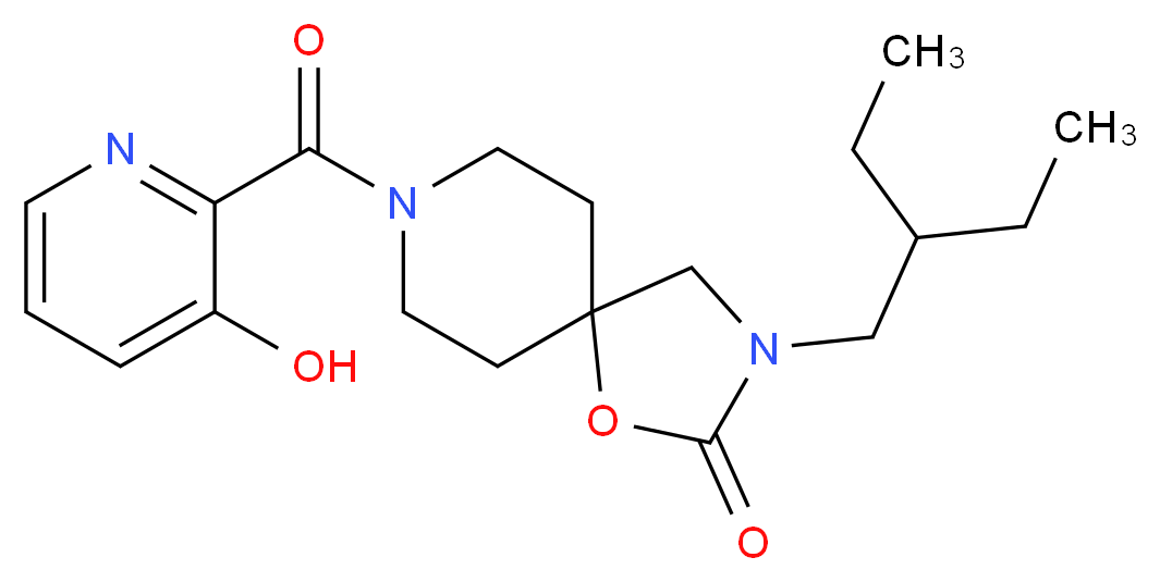 3-(2-ethylbutyl)-8-[(3-hydroxypyridin-2-yl)carbonyl]-1-oxa-3,8-diazaspiro[4.5]decan-2-one_Molecular_structure_CAS_)