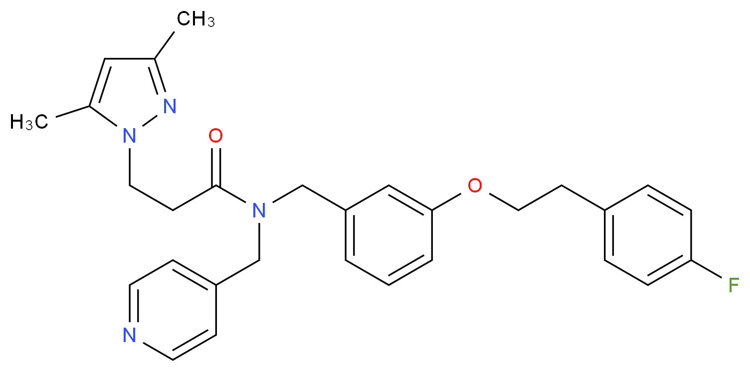 3-(3,5-dimethyl-1H-pyrazol-1-yl)-N-{3-[2-(4-fluorophenyl)ethoxy]benzyl}-N-(4-pyridinylmethyl)propanamide_Molecular_structure_CAS_)