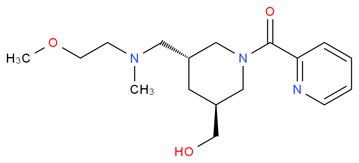 [(3S*,5R*)-5-{[(2-methoxyethyl)(methyl)amino]methyl}-1-(2-pyridinylcarbonyl)-3-piperidinyl]methanol_Molecular_structure_CAS_)