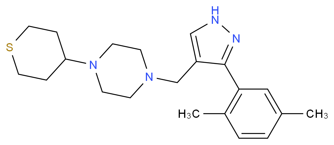 1-{[3-(2,5-dimethylphenyl)-1H-pyrazol-4-yl]methyl}-4-(tetrahydro-2H-thiopyran-4-yl)piperazine_Molecular_structure_CAS_)