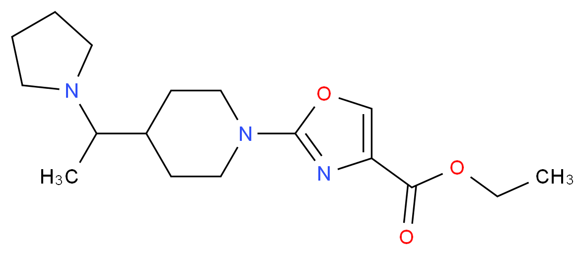 ethyl 2-{4-[1-(1-pyrrolidinyl)ethyl]-1-piperidinyl}-1,3-oxazole-4-carboxylate_Molecular_structure_CAS_)