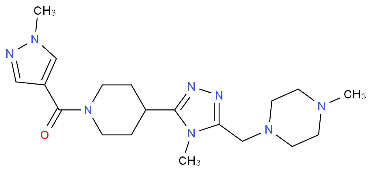 1-methyl-4-[(4-methyl-5-{1-[(1-methyl-1H-pyrazol-4-yl)carbonyl]piperidin-4-yl}-4H-1,2,4-triazol-3-yl)methyl]piperazine_Molecular_structure_CAS_)