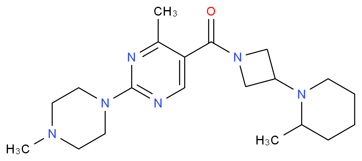 4-methyl-2-(4-methyl-1-piperazinyl)-5-{[3-(2-methyl-1-piperidinyl)-1-azetidinyl]carbonyl}pyrimidine_Molecular_structure_CAS_)