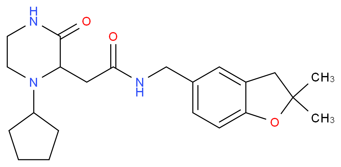 2-(1-cyclopentyl-3-oxo-2-piperazinyl)-N-[(2,2-dimethyl-2,3-dihydro-1-benzofuran-5-yl)methyl]acetamide_Molecular_structure_CAS_)