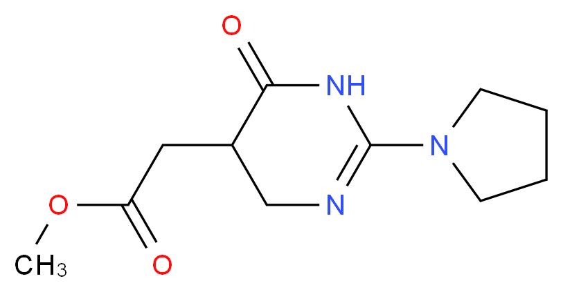 methyl 2-(6-oxo-2-(pyrrolidin-1-yl)-1,4,5,6-tetrahydropyrimidin-5-yl)acetate_Molecular_structure_CAS_)