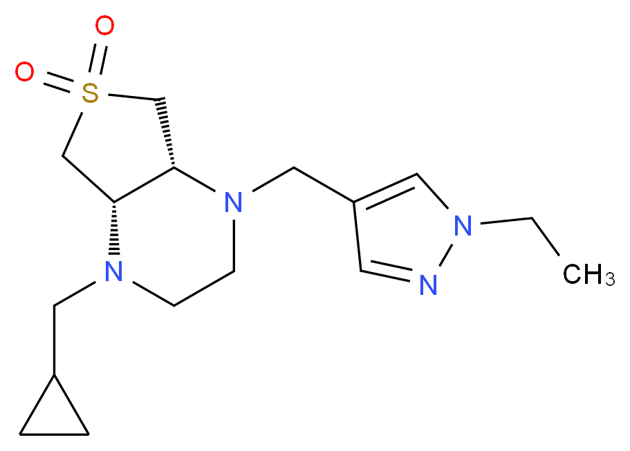 (4aR*,7aS*)-1-(cyclopropylmethyl)-4-[(1-ethyl-1H-pyrazol-4-yl)methyl]octahydrothieno[3,4-b]pyrazine 6,6-dioxide_Molecular_structure_CAS_)
