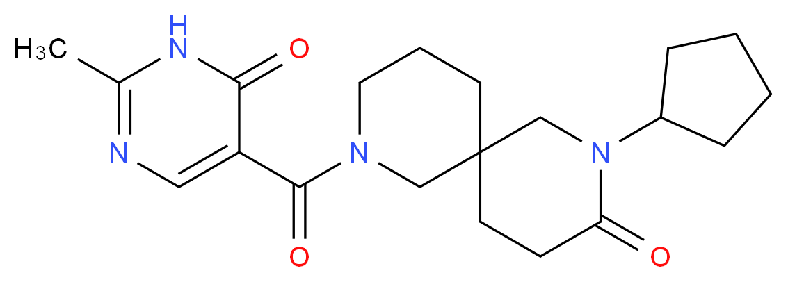 2-cyclopentyl-8-[(2-methyl-6-oxo-1,6-dihydro-5-pyrimidinyl)carbonyl]-2,8-diazaspiro[5.5]undecan-3-one_Molecular_structure_CAS_)