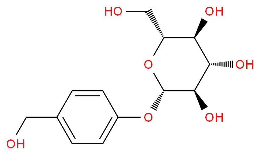 (2R,3S,4S,5R,6S)-2-(hydroxymethyl)-6-(4-(hydroxymethyl)phenoxy)tetrahydro-2H-pyran-3,4,5-triol_Molecular_structure_CAS_)