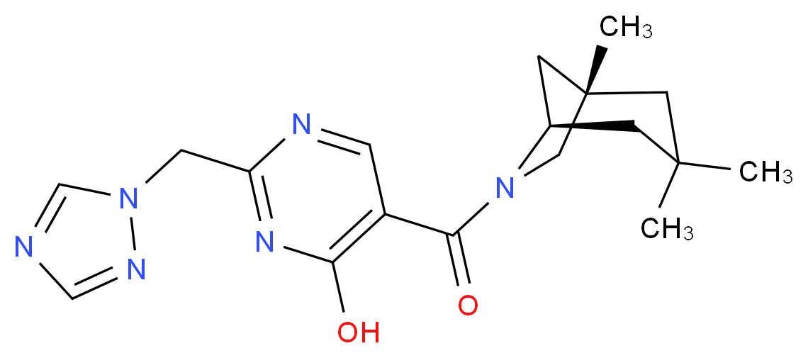 2-(1H-1,2,4-triazol-1-ylmethyl)-5-{[(1S*,5R*)-1,3,3-trimethyl-6-azabicyclo[3.2.1]oct-6-yl]carbonyl}pyrimidin-4-ol_Molecular_structure_CAS_)
