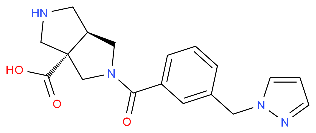 (3aS*,6aS*)-2-[3-(1H-pyrazol-1-ylmethyl)benzoyl]hexahydropyrrolo[3,4-c]pyrrole-3a(1H)-carboxylic acid_Molecular_structure_CAS_)