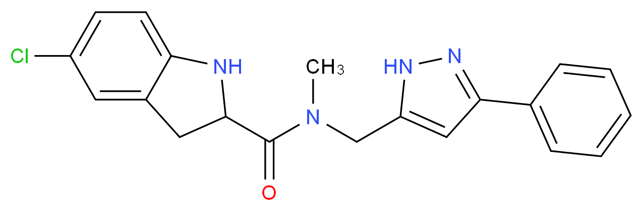 5-chloro-N-methyl-N-[(3-phenyl-1H-pyrazol-5-yl)methyl]indoline-2-carboxamide_Molecular_structure_CAS_)