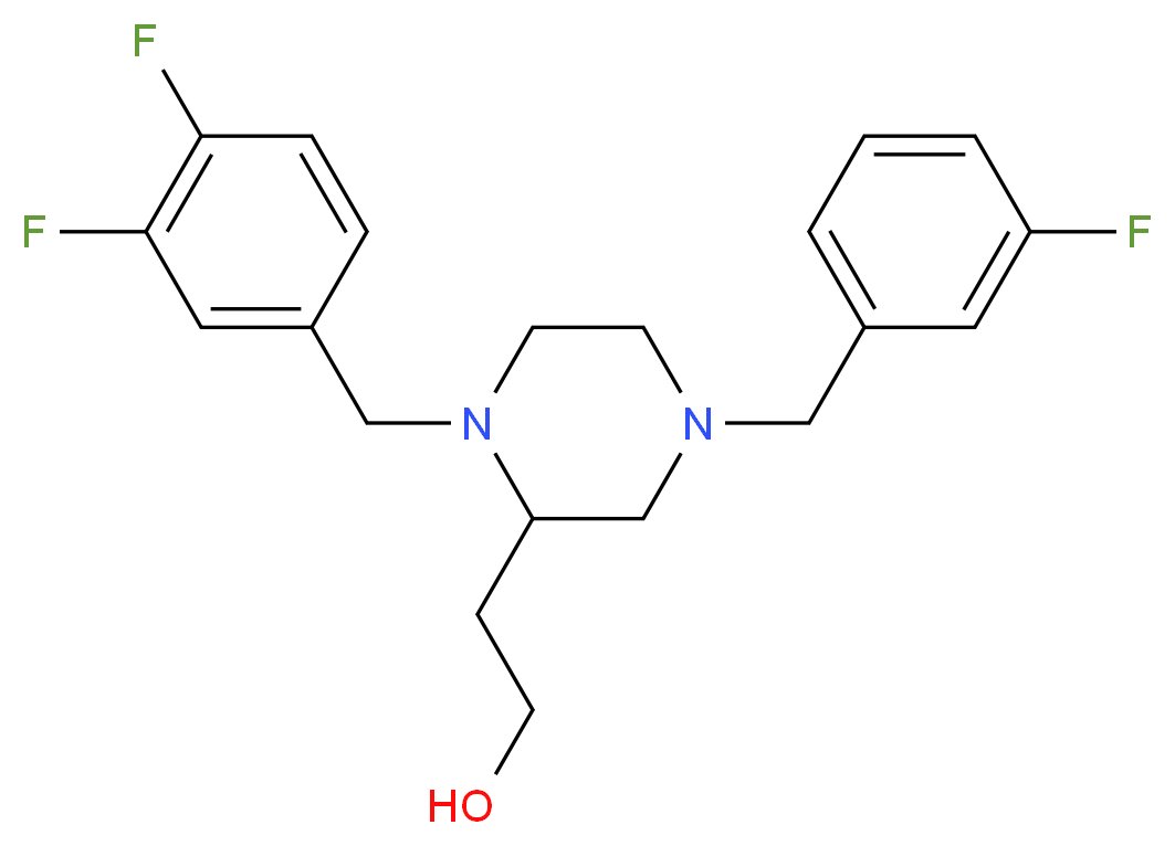2-[1-(3,4-difluorobenzyl)-4-(3-fluorobenzyl)-2-piperazinyl]ethanol_Molecular_structure_CAS_)