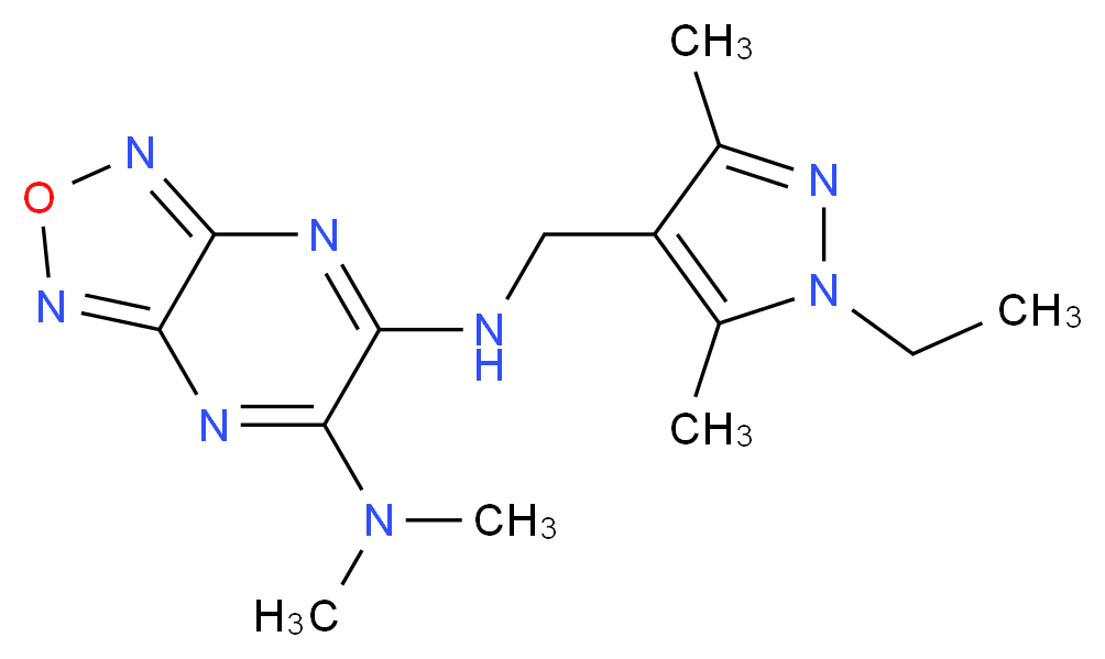 N'-[(1-ethyl-3,5-dimethyl-1H-pyrazol-4-yl)methyl]-N,N-dimethyl[1,2,5]oxadiazolo[3,4-b]pyrazine-5,6-diamine_Molecular_structure_CAS_)