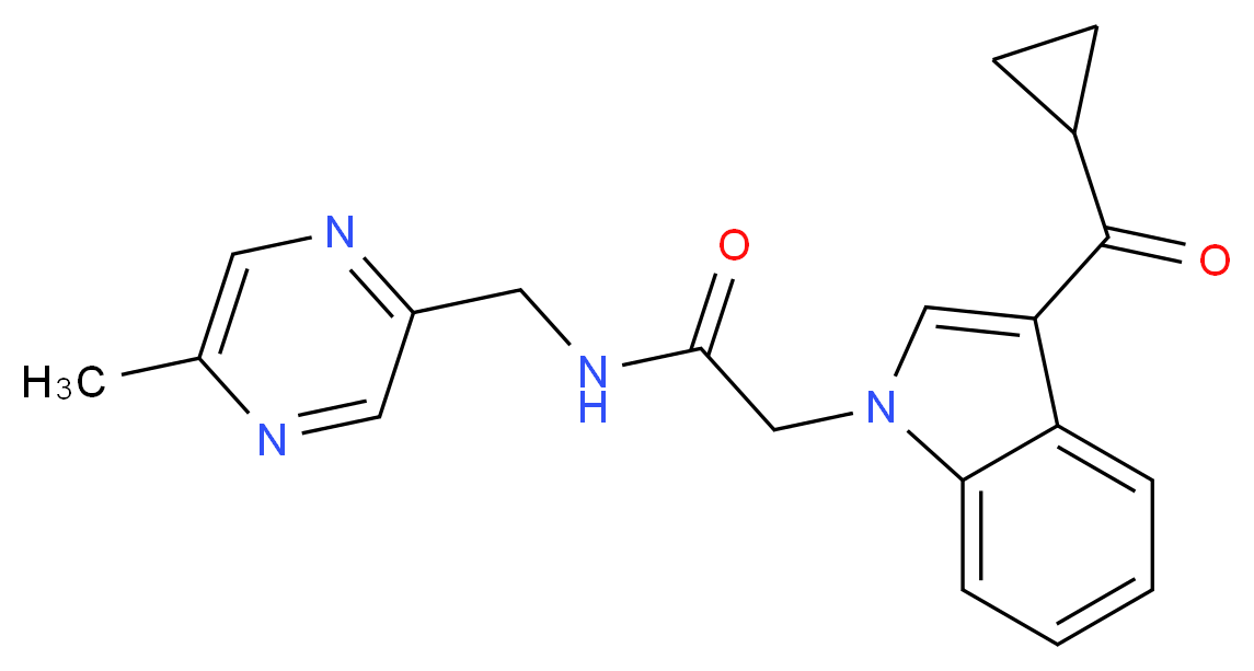 2-[3-(cyclopropylcarbonyl)-1H-indol-1-yl]-N-[(5-methylpyrazin-2-yl)methyl]acetamide_Molecular_structure_CAS_)