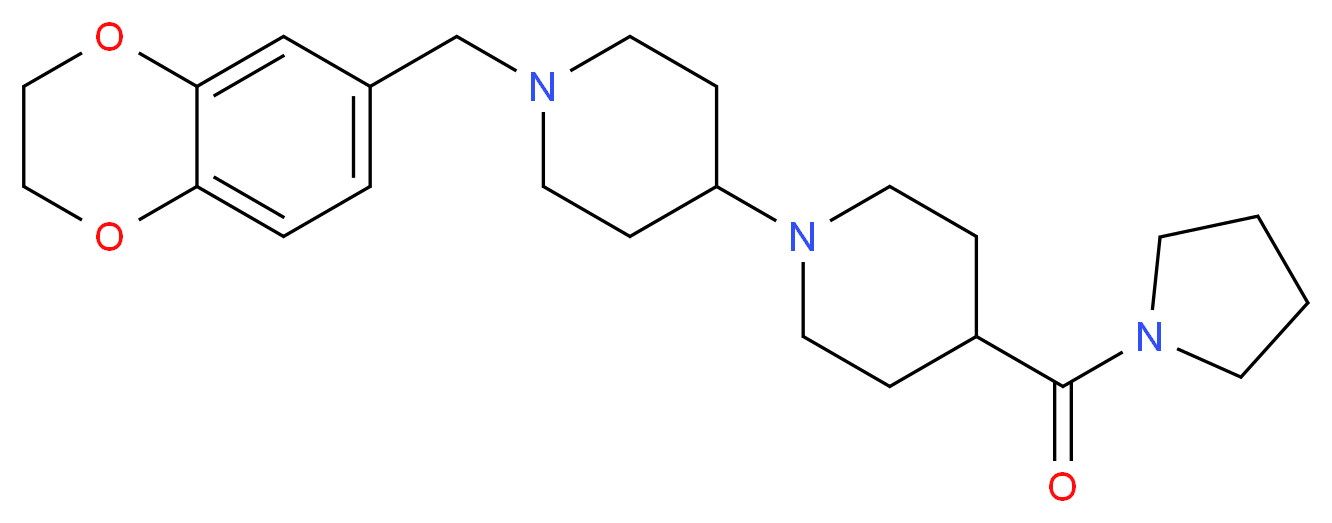 1'-(2,3-dihydro-1,4-benzodioxin-6-ylmethyl)-4-(1-pyrrolidinylcarbonyl)-1,4'-bipiperidine_Molecular_structure_CAS_)