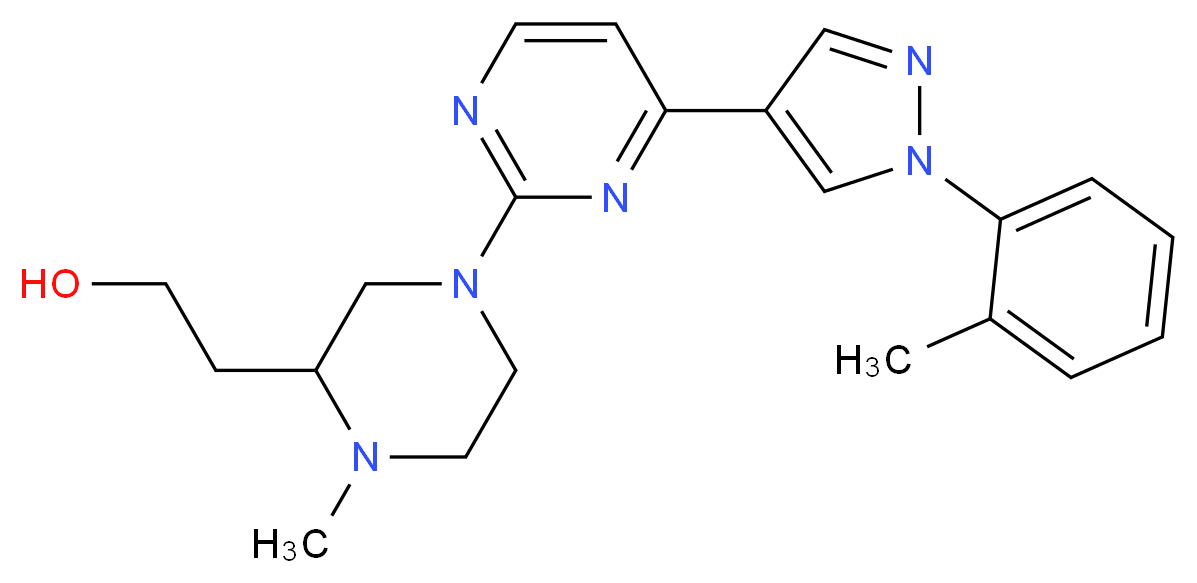 2-(1-methyl-4-{4-[1-(2-methylphenyl)-1H-pyrazol-4-yl]-2-pyrimidinyl}-2-piperazinyl)ethanol_Molecular_structure_CAS_)