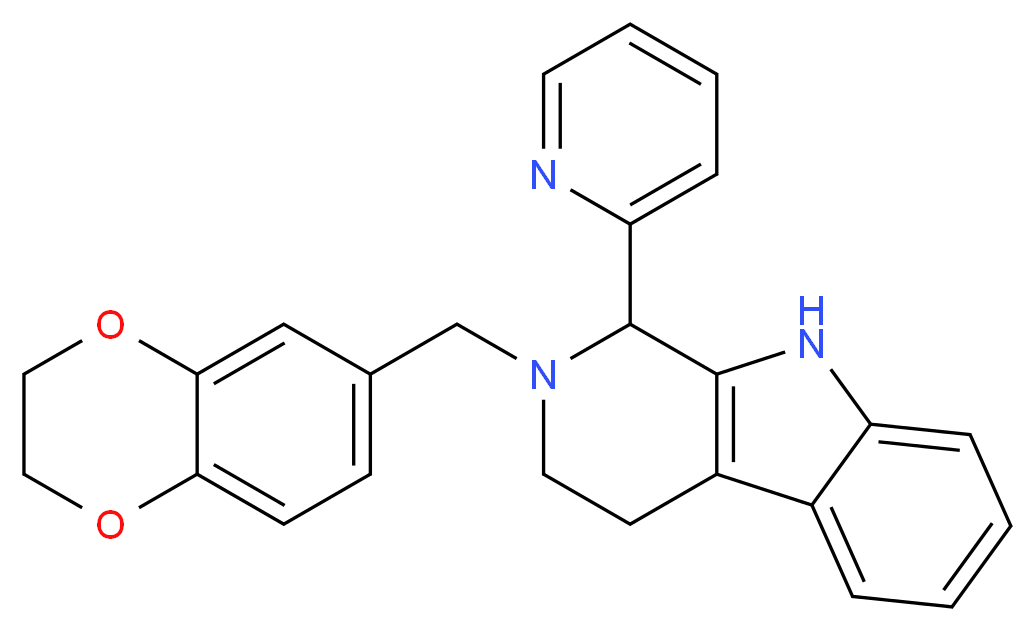 2-(2,3-dihydro-1,4-benzodioxin-6-ylmethyl)-1-(2-pyridinyl)-2,3,4,9-tetrahydro-1H-beta-carboline_Molecular_structure_CAS_)