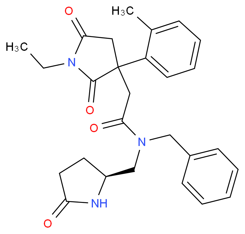 N-benzyl-2-[1-ethyl-3-(2-methylphenyl)-2,5-dioxo-3-pyrrolidinyl]-N-{[(2S)-5-oxo-2-pyrrolidinyl]methyl}acetamide_Molecular_structure_CAS_)