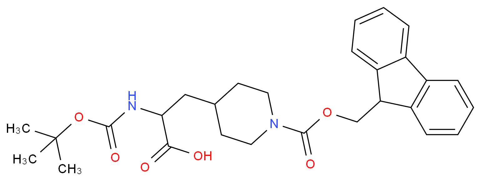 4-(2-TERT-BUTOXYCARBONYLAMINO-2-CARBOXY-ETHYL)-PIPERIDINE-1-CARBOXYLIC ACID 9H-FLUOREN-9-YLMETHYL ESTER_Molecular_structure_CAS_1027337-09-2)