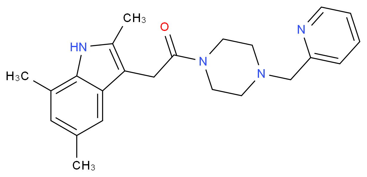 2,5,7-trimethyl-3-{2-oxo-2-[4-(2-pyridinylmethyl)-1-piperazinyl]ethyl}-1H-indole_Molecular_structure_CAS_)