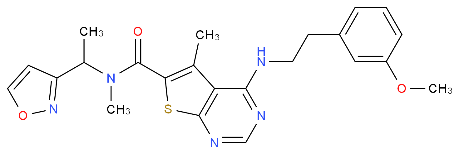 N-[1-(3-isoxazolyl)ethyl]-4-{[2-(3-methoxyphenyl)ethyl]amino}-N,5-dimethylthieno[2,3-d]pyrimidine-6-carboxamide_Molecular_structure_CAS_)