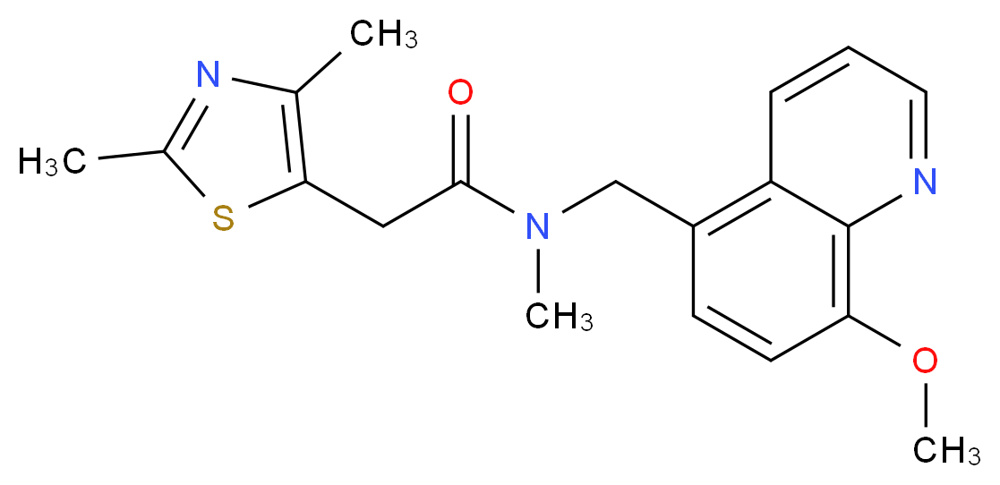 2-(2,4-dimethyl-1,3-thiazol-5-yl)-N-[(8-methoxyquinolin-5-yl)methyl]-N-methylacetamide_Molecular_structure_CAS_)