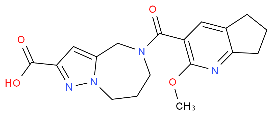 5-[(2-methoxy-6,7-dihydro-5H-cyclopenta[b]pyridin-3-yl)carbonyl]-5,6,7,8-tetrahydro-4H-pyrazolo[1,5-a][1,4]diazepine-2-carboxylic acid_Molecular_structure_CAS_)