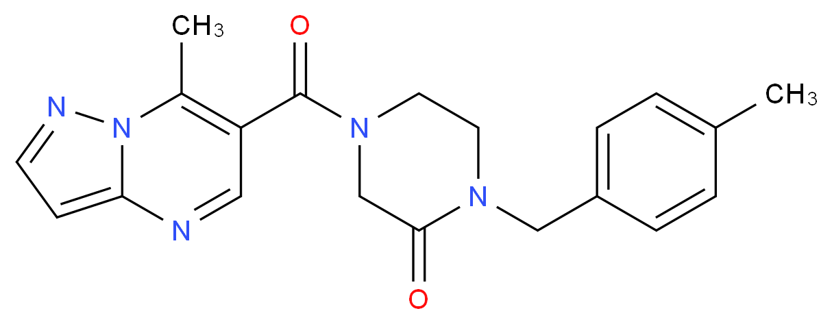 1-(4-methylbenzyl)-4-[(7-methylpyrazolo[1,5-a]pyrimidin-6-yl)carbonyl]-2-piperazinone_Molecular_structure_CAS_)