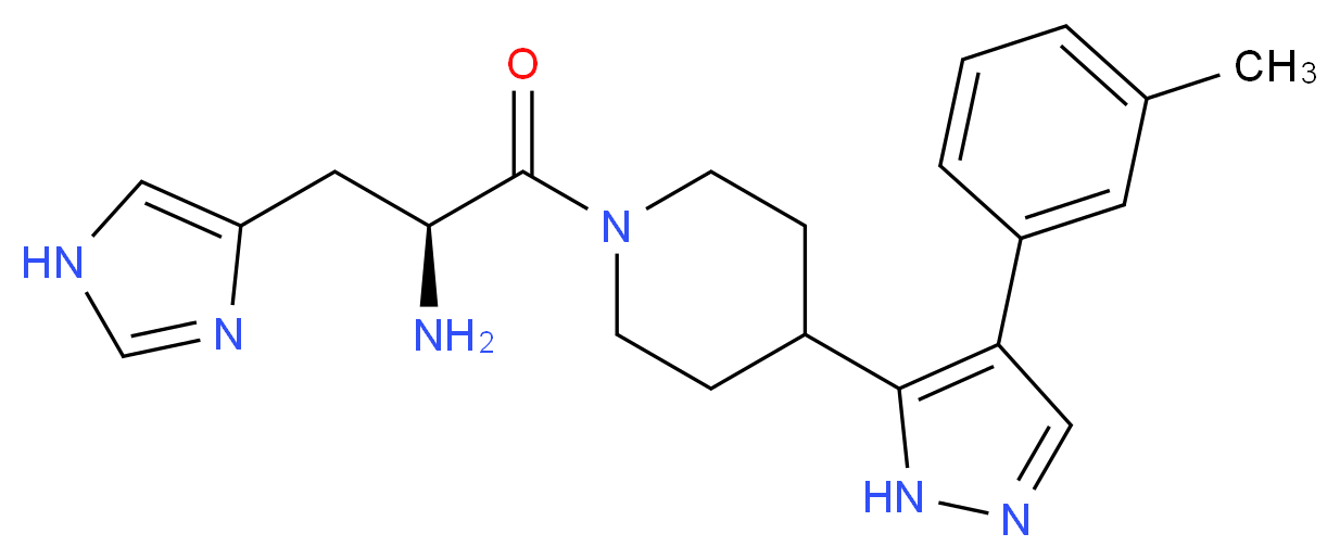 ((1S)-1-(1H-imidazol-4-ylmethyl)-2-{4-[4-(3-methylphenyl)-1H-pyrazol-5-yl]piperidin-1-yl}-2-oxoethyl)amine_Molecular_structure_CAS_)
