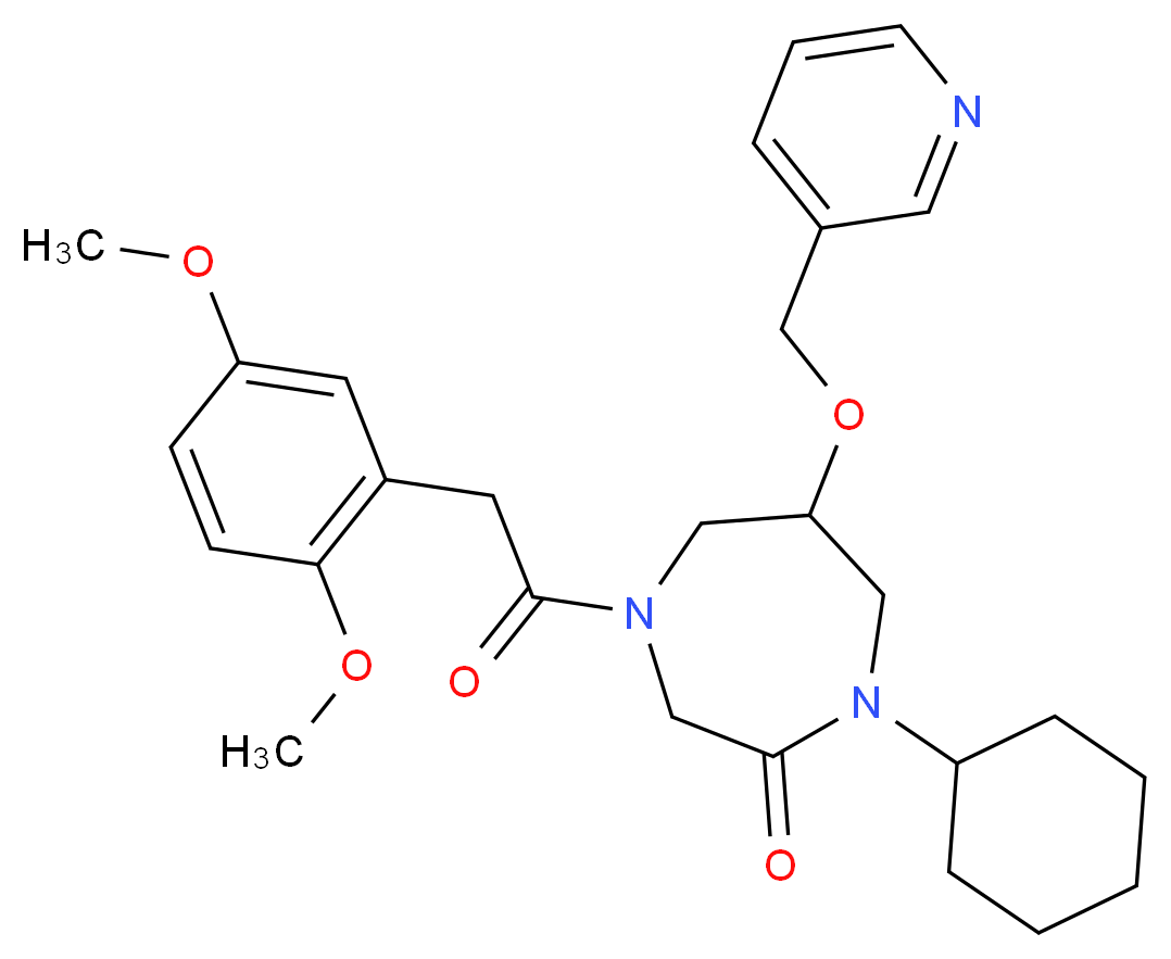 1-cyclohexyl-4-[(2,5-dimethoxyphenyl)acetyl]-6-(3-pyridinylmethoxy)-1,4-diazepan-2-one_Molecular_structure_CAS_)