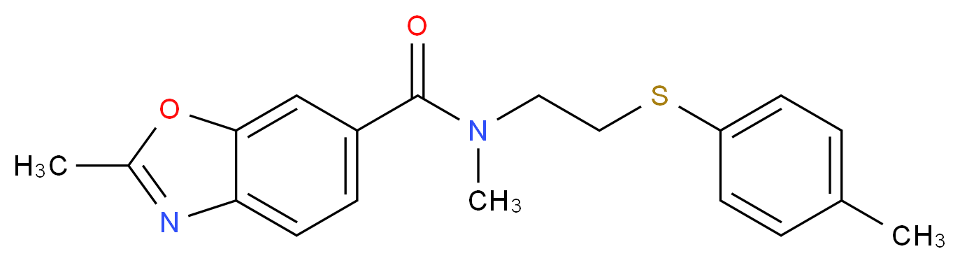 N,2-dimethyl-N-{2-[(4-methylphenyl)thio]ethyl}-1,3-benzoxazole-6-carboxamide_Molecular_structure_CAS_)