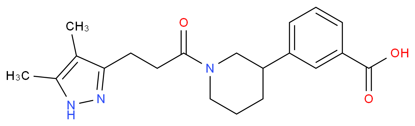 3-{1-[3-(4,5-dimethyl-1H-pyrazol-3-yl)propanoyl]piperidin-3-yl}benzoic acid_Molecular_structure_CAS_)