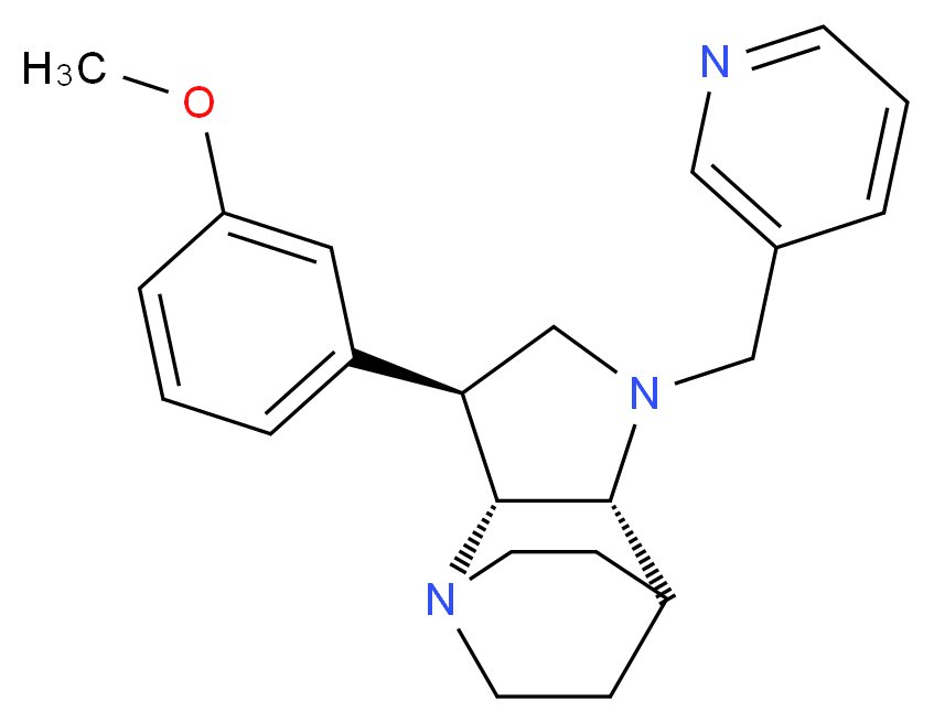 (2R*,3S*,6R*)-3-(3-methoxyphenyl)-5-(3-pyridinylmethyl)-1,5-diazatricyclo[5.2.2.0~2,6~]undecane_Molecular_structure_CAS_)