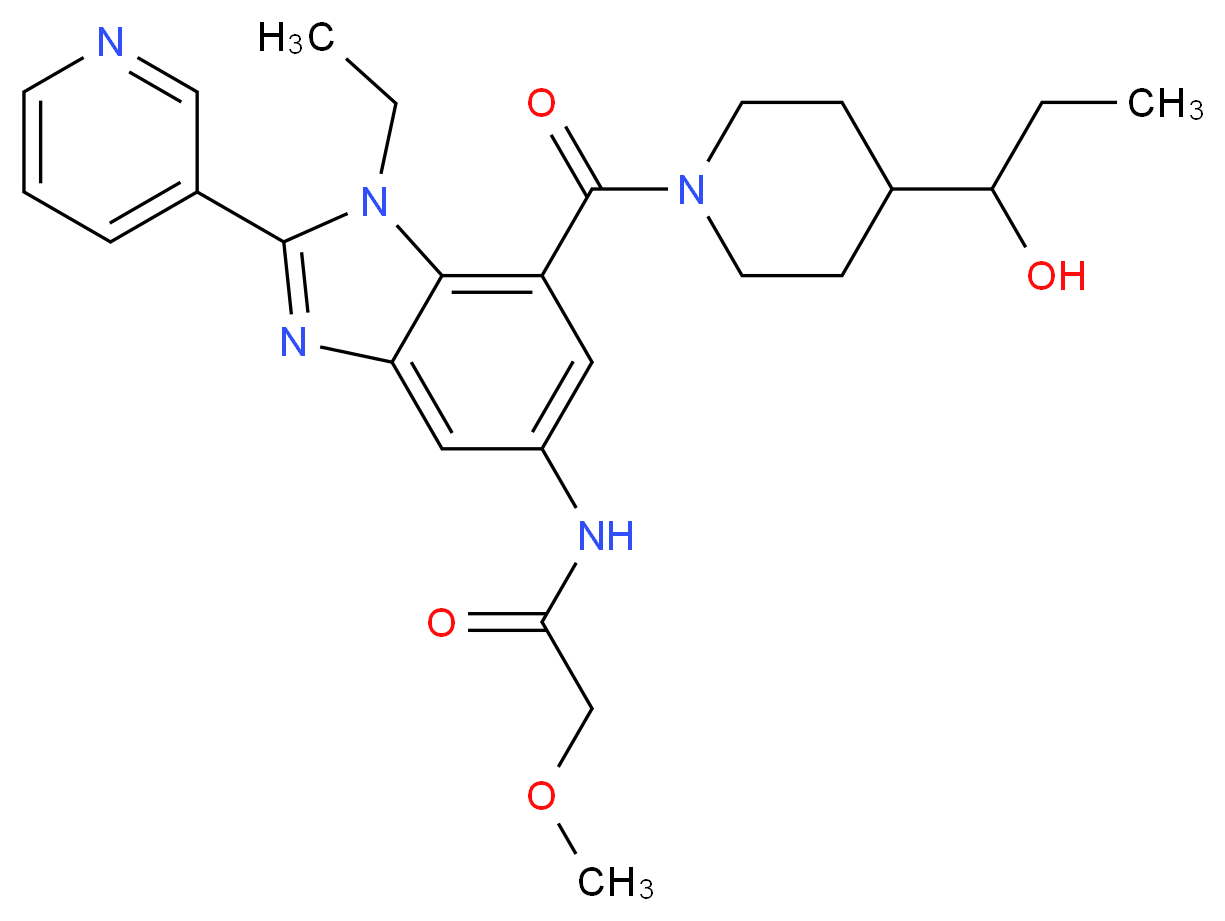 N-[1-ethyl-7-{[4-(1-hydroxypropyl)-1-piperidinyl]carbonyl}-2-(3-pyridinyl)-1H-benzimidazol-5-yl]-2-methoxyacetamide_Molecular_structure_CAS_)