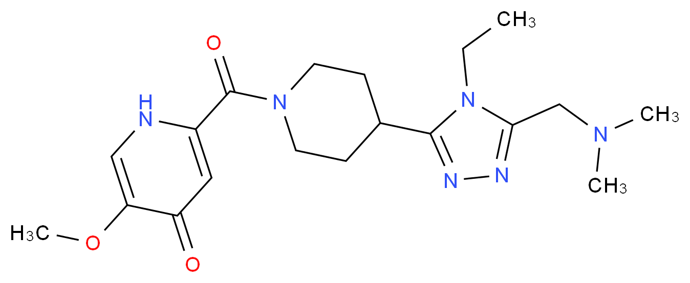 2-[(4-{5-[(dimethylamino)methyl]-4-ethyl-4H-1,2,4-triazol-3-yl}piperidin-1-yl)carbonyl]-5-methoxypyridin-4(1H)-one_Molecular_structure_CAS_)