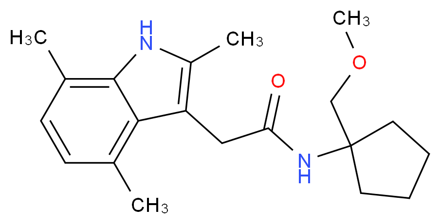 N-[1-(methoxymethyl)cyclopentyl]-2-(2,4,7-trimethyl-1H-indol-3-yl)acetamide_Molecular_structure_CAS_)