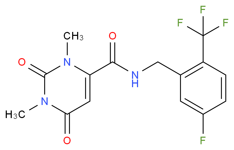 N-[5-fluoro-2-(trifluoromethyl)benzyl]-1,3-dimethyl-2,6-dioxo-1,2,3,6-tetrahydro-4-pyrimidinecarboxamide_Molecular_structure_CAS_)