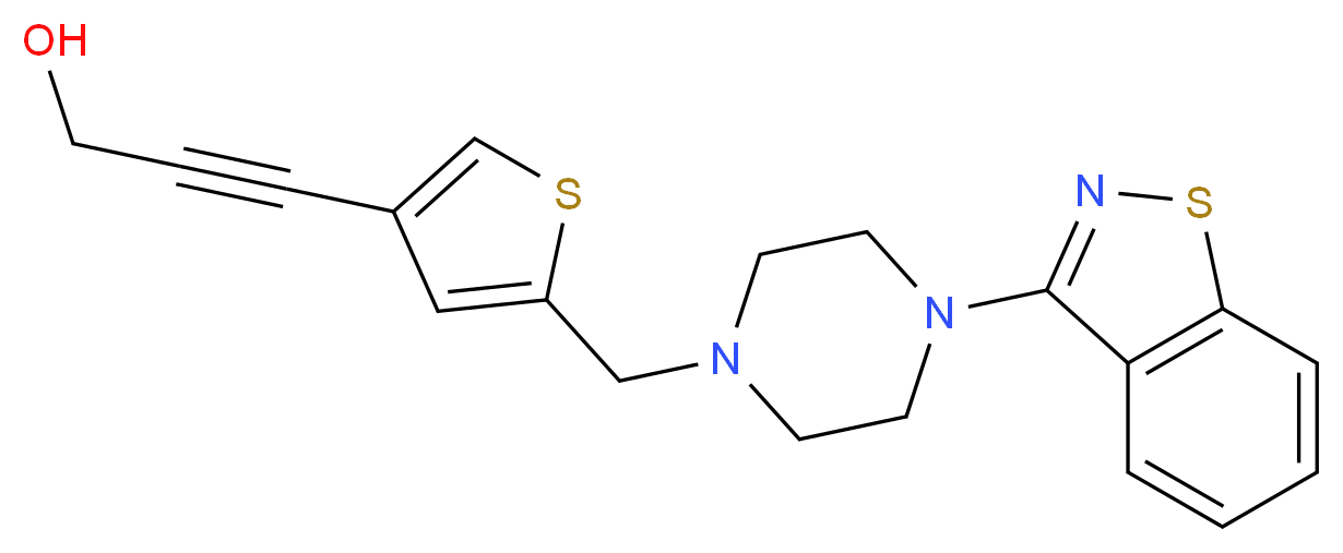 3-(5-{[4-(1,2-benzisothiazol-3-yl)piperazin-1-yl]methyl}-3-thienyl)prop-2-yn-1-ol_Molecular_structure_CAS_)
