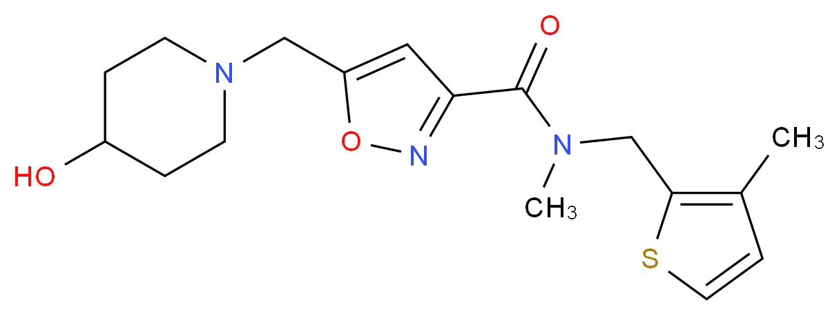 5-[(4-hydroxypiperidin-1-yl)methyl]-N-methyl-N-[(3-methyl-2-thienyl)methyl]isoxazole-3-carboxamide_Molecular_structure_CAS_)