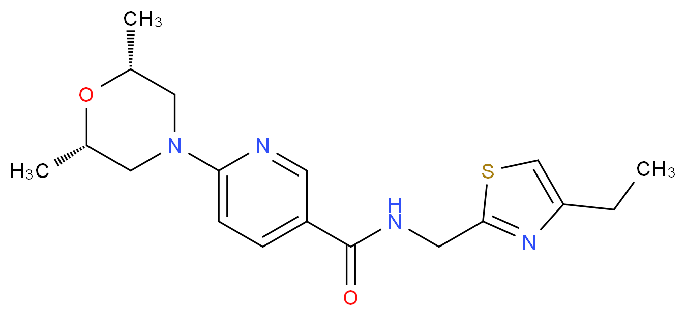 6-[(2R*,6S*)-2,6-dimethyl-4-morpholinyl]-N-[(4-ethyl-1,3-thiazol-2-yl)methyl]nicotinamide_Molecular_structure_CAS_)