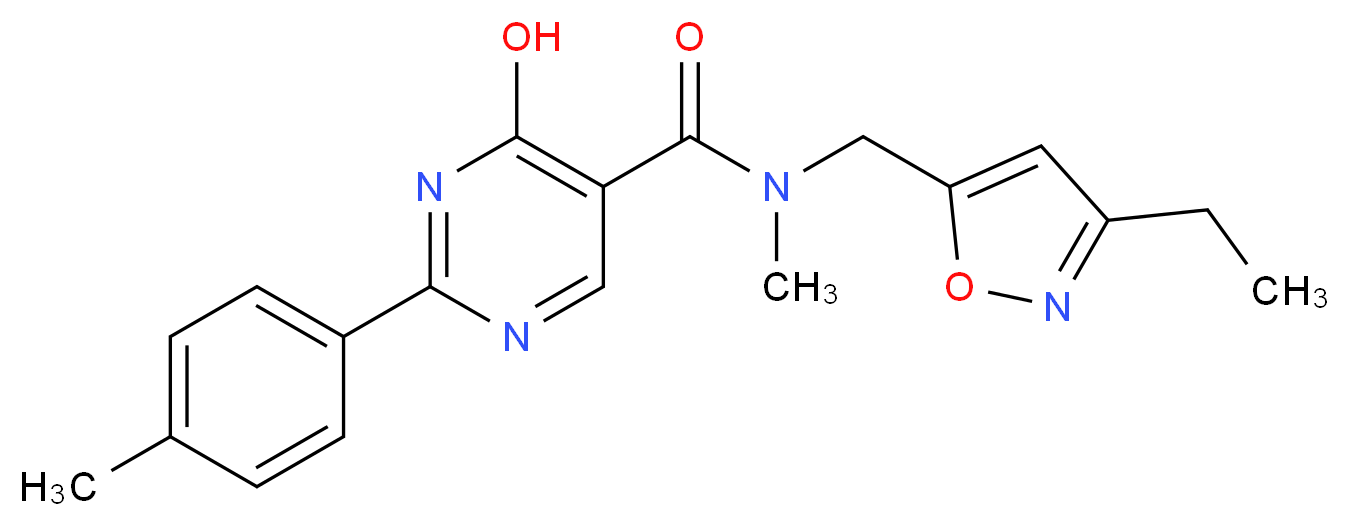 N-[(3-ethylisoxazol-5-yl)methyl]-4-hydroxy-N-methyl-2-(4-methylphenyl)pyrimidine-5-carboxamide_Molecular_structure_CAS_)